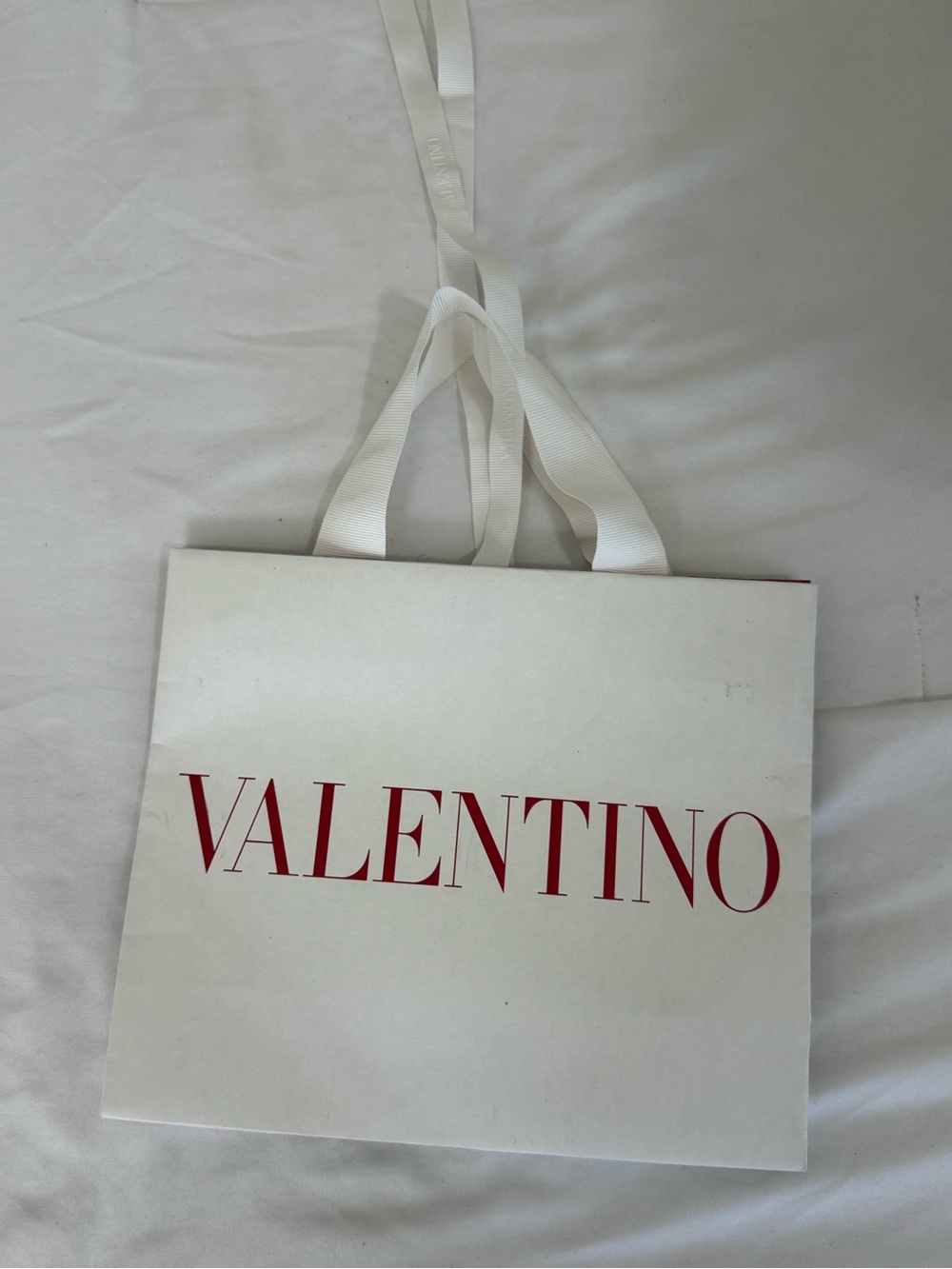 Valentino White Gift Bag with Red Logo